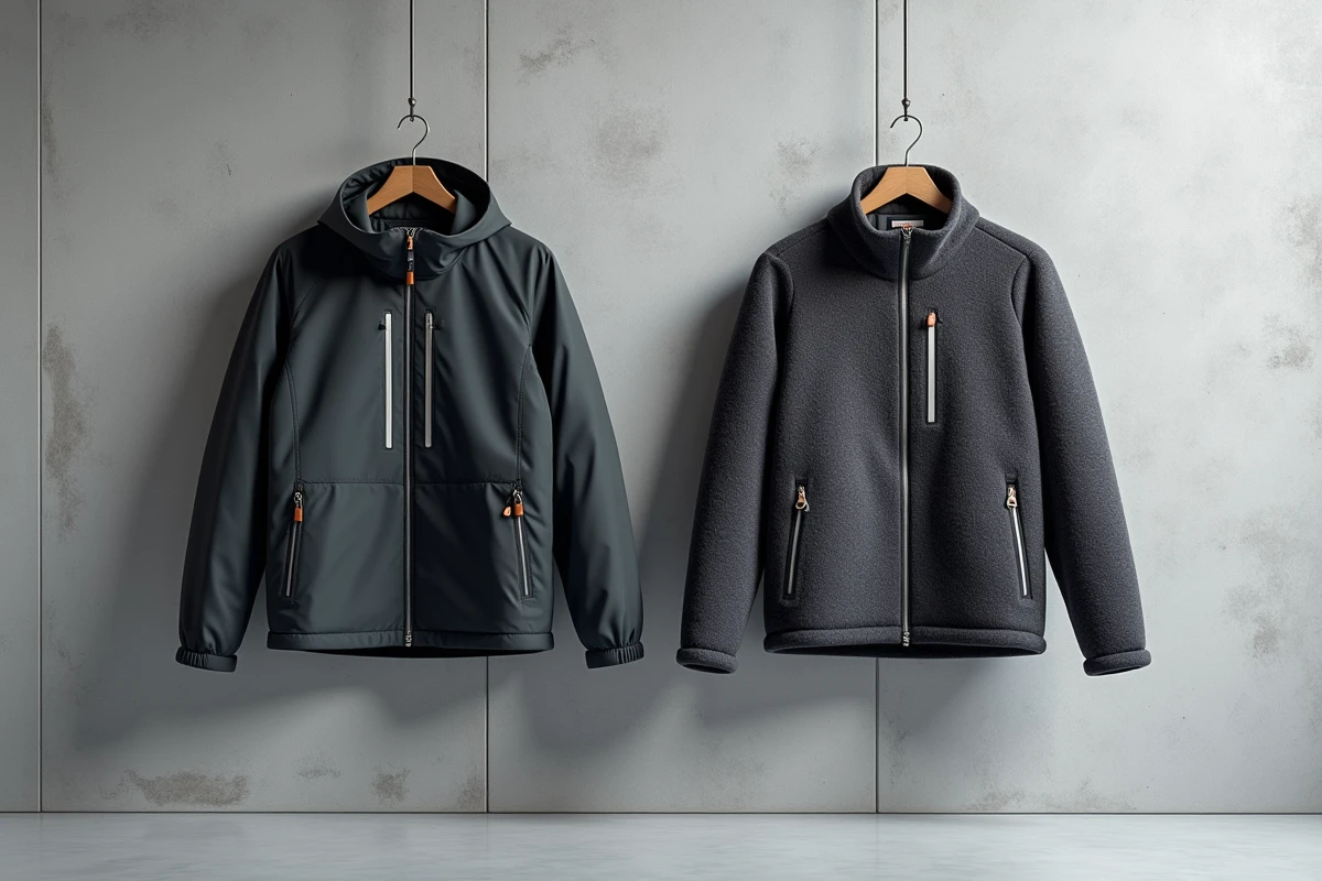 Comparaison visuelle entre une veste de ski technique haut de gamme et une veste de ski premium en laine luxueuse