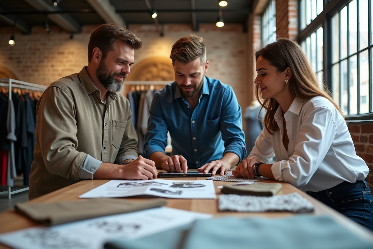 Groupe de professionnels de la mode autour d un table