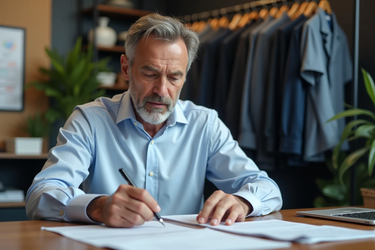 Homme en train de remplir des papiers dans un bureau moderne