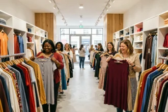 Des femmes de toutes tailles faisant du shopping dans un magasin de vêtements grande taille en Seine-Saint-Denis