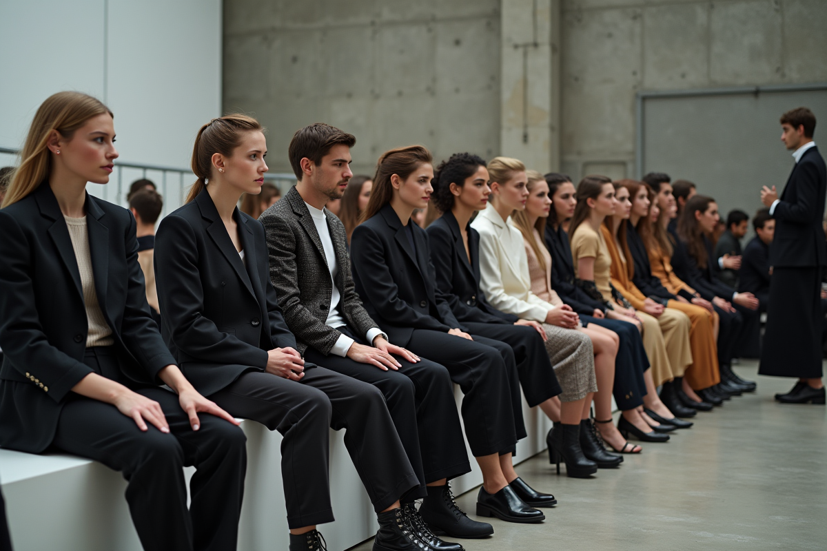 Groupe de mannequins en backstage mode avantgarde